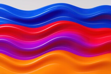 3D rendered smooth plastic-like waves in orange, red, blue, and purple tones on a white backdrop, perfect for backgrounds and digital graphics