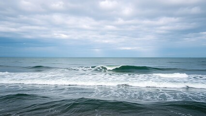 Fototapeta premium Hochdetaillierte Landschaft der Nordsee mit Felsen, Wellen und weitem Himmel – Naturaufnahme in lebendigen Farben.