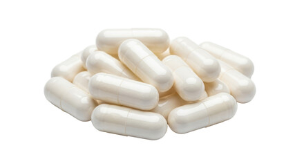 Isolated Pile of White Capsules