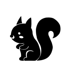Cute Squirrel Silhouette Vector Icon Illustration