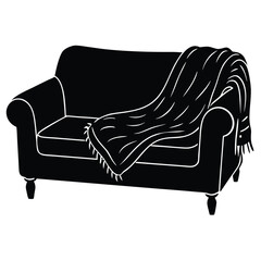 Interior designer element isolated sofa throw on white background