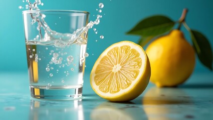 Refreshing Glass of Water with Lemon Slice