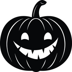  Grinning Pumpkin with Swirl Top Vector Silhouette