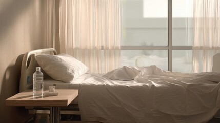 The Hospital Bed Bathed in Soft Light and Serenity for Recovery