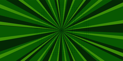 green comic sunburst effect background with halftone. Pop art comic-style vector background. vector