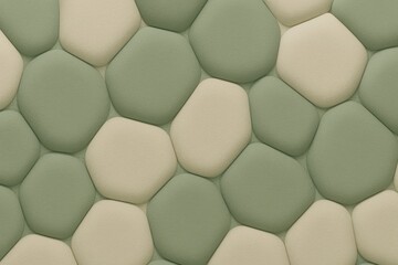 3D padded pattern resembling pebbles in soft green and beige tones used for digital wall panels and soft surfaces