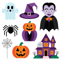 Colorful Halloween Illustration Pack  Perfect for Kids and Party Designs