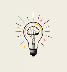 Creative Mind Illumination with Brain and Stars