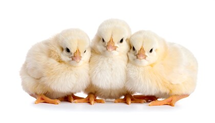 Three fluffy yellow chicks