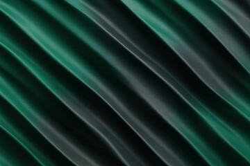 Dark green folded velvet texture with fluid motion pattern used for backgrounds, design templates, or textile simulation