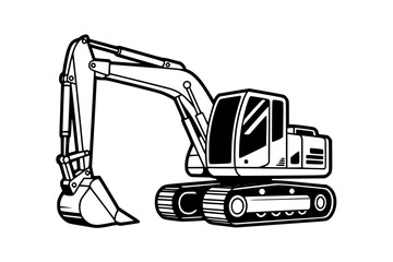Excavator  Bold Minimalist Vector Line Art for Apparel and Vinyl Cutting