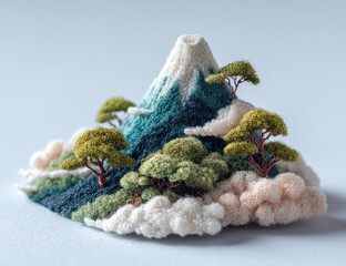 Miniature sculpted mountain landscape