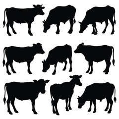 Dairy Cow Black Silhouettes Collection