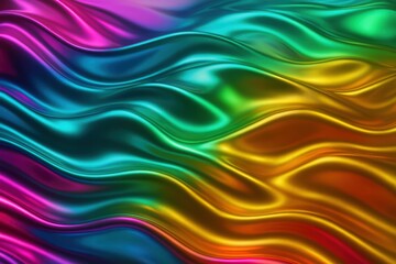 Glossy 3D fluid waves in layered rainbow shades used in futuristic and decorative design contexts