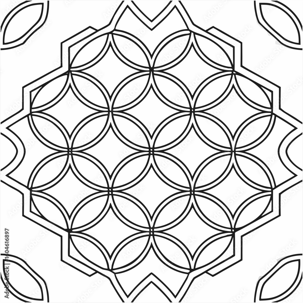 Poster geometric circle pattern design with abstract shapes and lines in black and white art illustration i