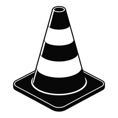 Black and white traffic cone vector illustration for road safety