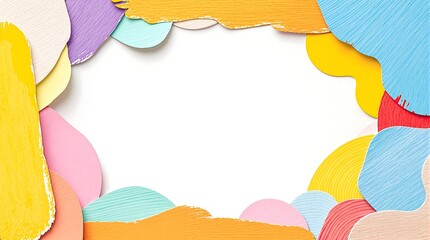 Colorful abstract shapes border on white background design element
