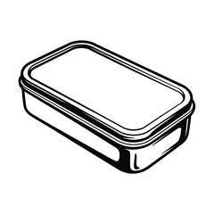 Black and white vector illustration of a rectangular storage container