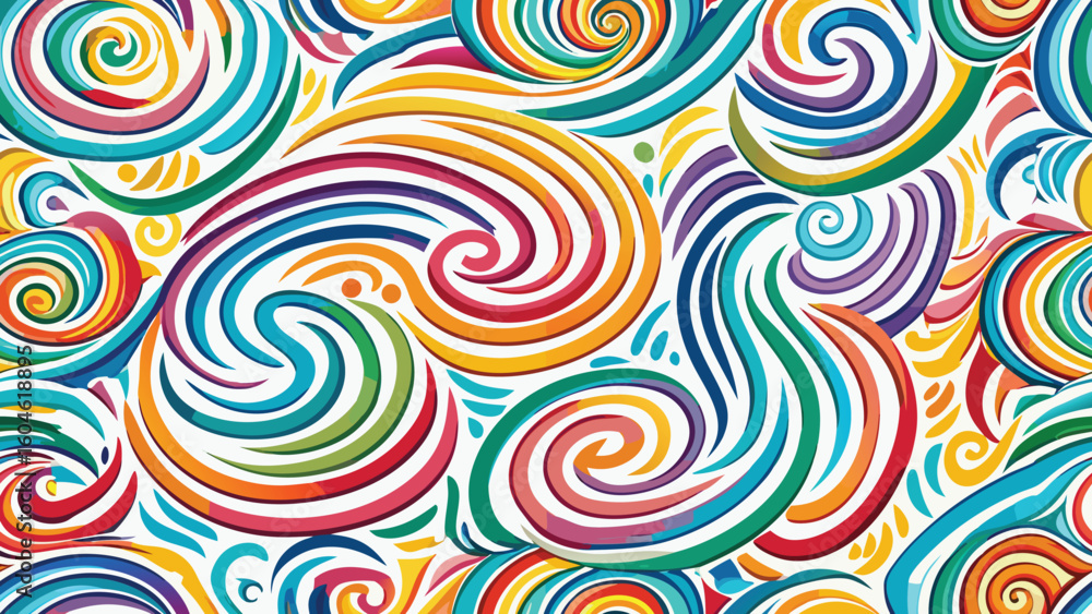 Fototapete collection colorful bold curved lines with loops isolated on white. hand drawn bold grunge wavy and 