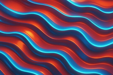 Obraz premium Vibrant 3D stripes of red and blue colors intertwine in flowing wave shapes, representing motion and duality