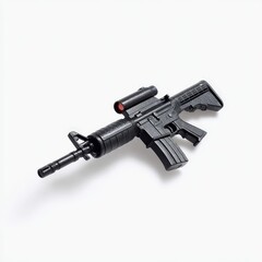 Battlefield-ready military rifle with scope, clean steel barrel