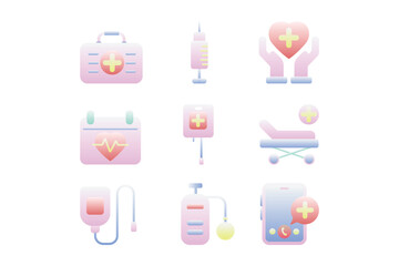 A collection of colorful medical icons representing healthcare and treatment.