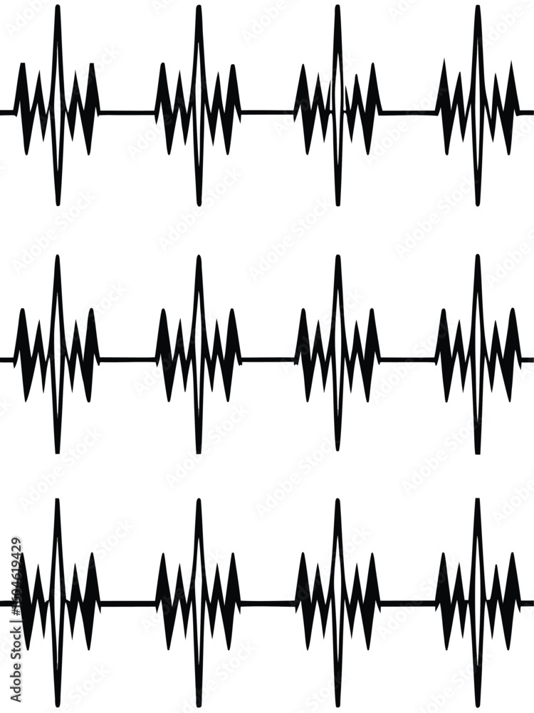 Poster Grid of Twelve Distinct Sound Wave Visualizations with CMYK Color Palette