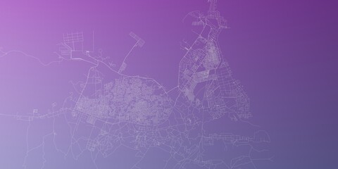 Djibouti () street map. The style of the map is purple gradient