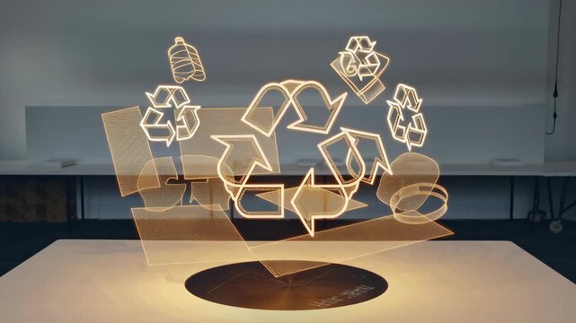 Digital Art Showcasing Recycling Symbols, Arrows, and Plastic Bottles for Sustainability and Environmental Awareness