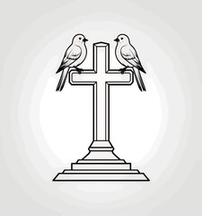 Serene Doves on Cross, Symbolizing Peace and Hope