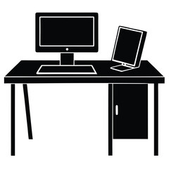 Interior designer element isolated workstation setup on white background