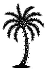 Festive Palm Tree Silhouette with Christmas Lights and Polka Dots