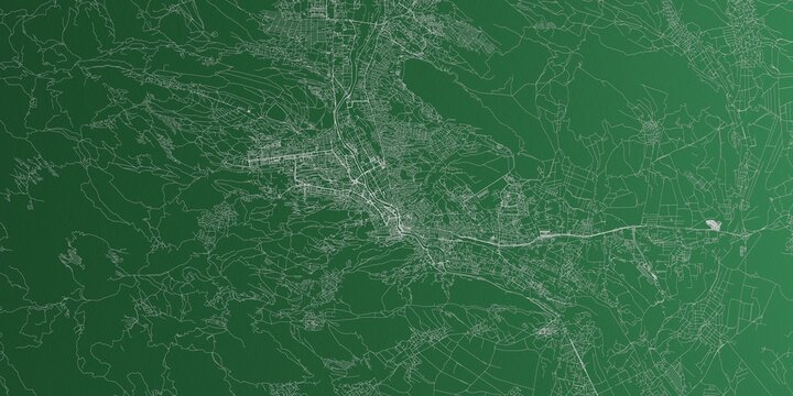 Tbilisi (Georgia) street map. The style of the map is green paper