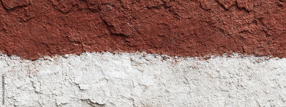 Poster minimalist grunge art showing rust red and white textured stone wall with unique patterns and visual