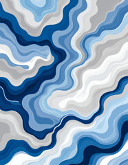 Wavy Blue Tones Abstract Serenity Pattern