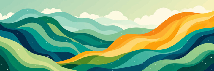 Wavy Mountain Landscape in Serene Twilight