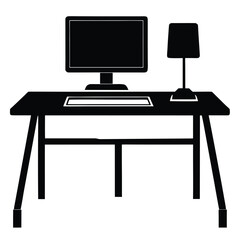 Interior designer element isolated workstation setup on white background