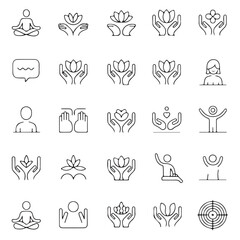 Minimal wellness and meditation icon set