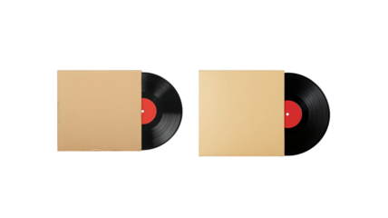 Black disc half out of cover on transparent background png