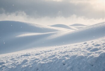 Winter storm approaching over serene snowy plains, creating a dramatic atmosphere