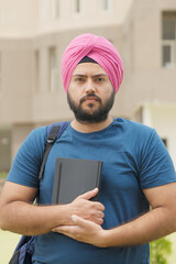Vertical Photo of Serious Sikh Indian Student Looking at Camera