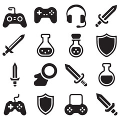 Retro gamer controls and fantasy icons