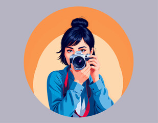 Young Woman Photographer Capturing Moments with Camera