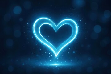 A Radiant Blue Heart Illuminated by Sparkling Light in a Dark Background, Symbolizing Love, Affection, and Digital Artistry