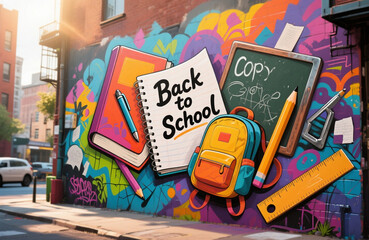 Colorfull graffiti on Back to School topic. Back to School concept