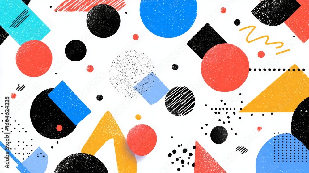 Poster vibrant geometrical pattern with abstract shapes and vivid colors for modern design and creative pro