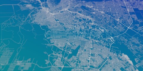 Ciudad Juarez (Mexico) street map. The style of the map is blue gradient