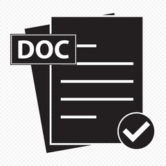 Correct Documents icon thin flat simple illustration symbol in Black Color on Transparent Background. EPS 10.