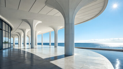 Modern architectural space with white columns