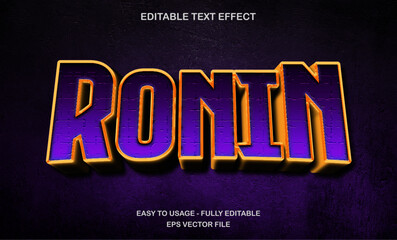 Ronin editable text effect with glowing purple orange neon movie text style